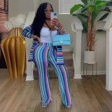 Women striped shirt and trousers two-piece set