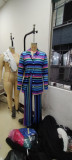 Women striped shirt and trousers two-piece set