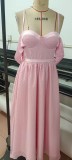 Spring Chic Elegant Strapless Solid Color Slim Low Back Long Women's Evening Dress