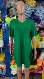 Women Summer Solid Slit Short Sleeve Top and Shorts Two-piece Set