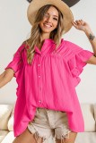 Summer Women's Fashion Stand Collar Ruffle Sleeve Casual Top