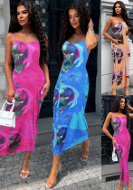 Women sexy suspender print dress Women sexy suspender print dress