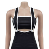 Women Sexy Backless Suspender Top and Long Dress Two-piece Set