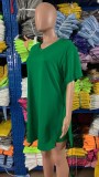 Women Summer Solid Slit Short Sleeve Top and Shorts Two-piece Set