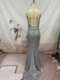 Women summer suspender long dress sleeveless elegant evening dress