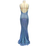 Women summer suspender long dress sleeveless elegant evening dress