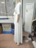 Elegant White V-Neck Slit Half-Sleeve Bow Tie Spring And Summer Women's Dress