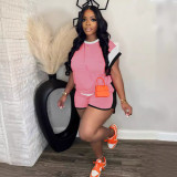 Summer Trendy Loose Round Neck Casual Two-Piece Shorts Set
