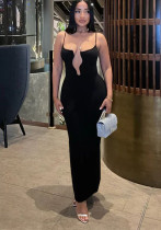 Fashionable Women's Irregular Decoration Strap Long Dress Fashionable Women's Irregular Decoration Strap Long Dress