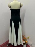 Summer Fashion Contrast Color Patchwork Strap Dress