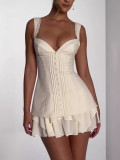 Sexy Low Back Slim Waists Lace-Up Strap Slim Waist Mini Dress