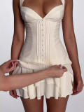Sexy Low Back Slim Waists Lace-Up Strap Slim Waist Mini Dress