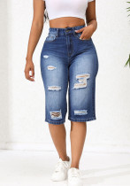 Summer Ripped Denim Pants Women's Three-Point Straight Leg Loose Trendy Midi Jeans Summer Ripped Denim Pants Women's Three-Point Straight Leg Loose Trendy Midi Jeans