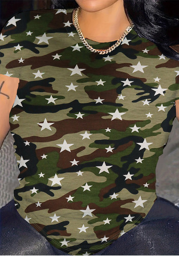 Summer Camouflage Printed Short Sleeve T-Shirt