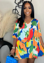 Summer Women's Clothing Fashion Printed Loose Casual Dress