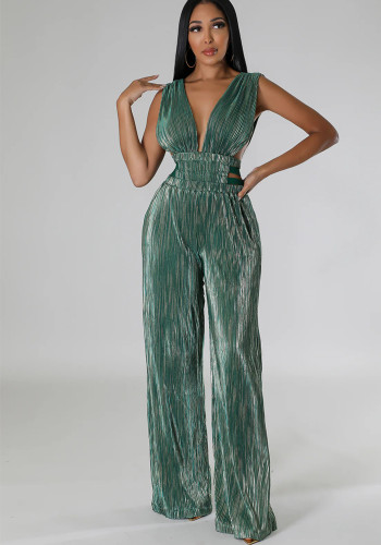 Women's V-Neck Sexy High Waist Tight Fitting Jumpsuit