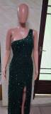 Women Summer Sexy Off Shoulder Slit Sequin Dress