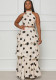 Women's Halter Neck Polka Dot High Waist Ruffle Fashion Skirt Set