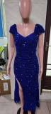 Women sequin side slit sexy dress
