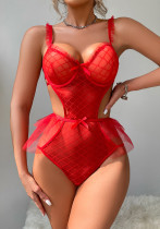 Sexy Lingerie Women's One-Piece See-Through Open Back Nightclub Bodysuit