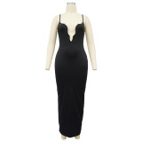Fashionable Women's Irregular Decoration Strap Long Dress