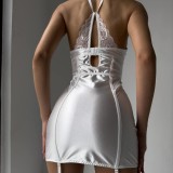 Lace See-Through Halter Neck Pajamas Feminine One-Piece Night Dress