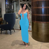 Fashionable Women's Irregular Decoration Strap Long Dress