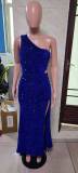 Women Summer Sexy Off Shoulder Slit Sequin Dress