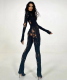 Autumn Women 's Fashion Solid Color Hollow Knitting High Waist Tight Fitting Bell Bottom Jumpsuit