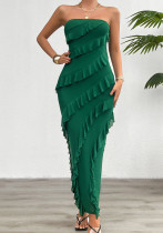 Women's Spring Summer Solid Color Slim Strapless Dress