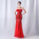Plus Size Women Sequin Formal Party Maxi Evening Dress