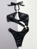 Women Sexy Black Snake Print Swimwear Bikini