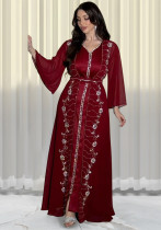 Women Muslim Beaded Robe Two Piece Set Women Muslim Beaded Robe Two Piece Set