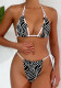 Women Sexy Bikini Color Block Backless Lace-Up Swimwear