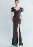 Plus Size Women Sequin Formal Party Maxi Evening Dress