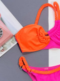 Women Sexy Bikini Strapless Contrast Color Two Pieces Swimwear