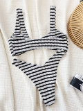 Women Black and White Contrast Color Sexy Bikini Two Pieces Swimwear