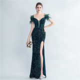 Plus Size Women Sequin Formal Party Maxi Evening Dress
