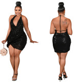 Women sexy sequined suspender dress