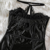 Lace See-Through Halter Neck Pajamas Feminine One-Piece Night Dress