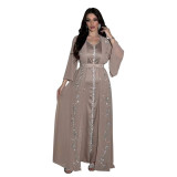 Women Muslim Beaded Robe Two Piece Set