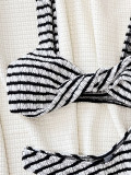 Women Black and White Contrast Color Sexy Bikini Two Pieces Swimwear