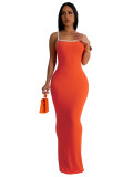 Women Sexy Contrast Color Suspender Dress