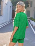 Spring Summer Casual Short Sleeve Pajamas Fashion Two Piece Shorts Set