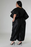 Women Ruffle Edge Sleeve Lace-Up Top and Elastic Pants Two-piece Set