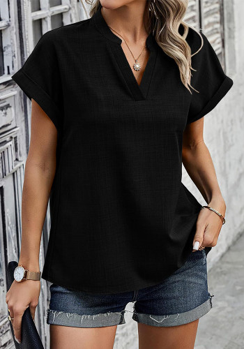 Women summer V-neck short-sleeved shirt