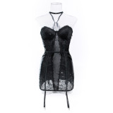 Lace See-Through Halter Neck Pajamas Feminine One-Piece Night Dress