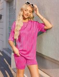 Spring Summer Casual Short Sleeve Pajamas Fashion Two Piece Shorts Set