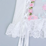 Embroidered Butterfly Patches  Lace-Up Garter Sexy Lingerie