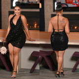 Women sexy sequined suspender dress